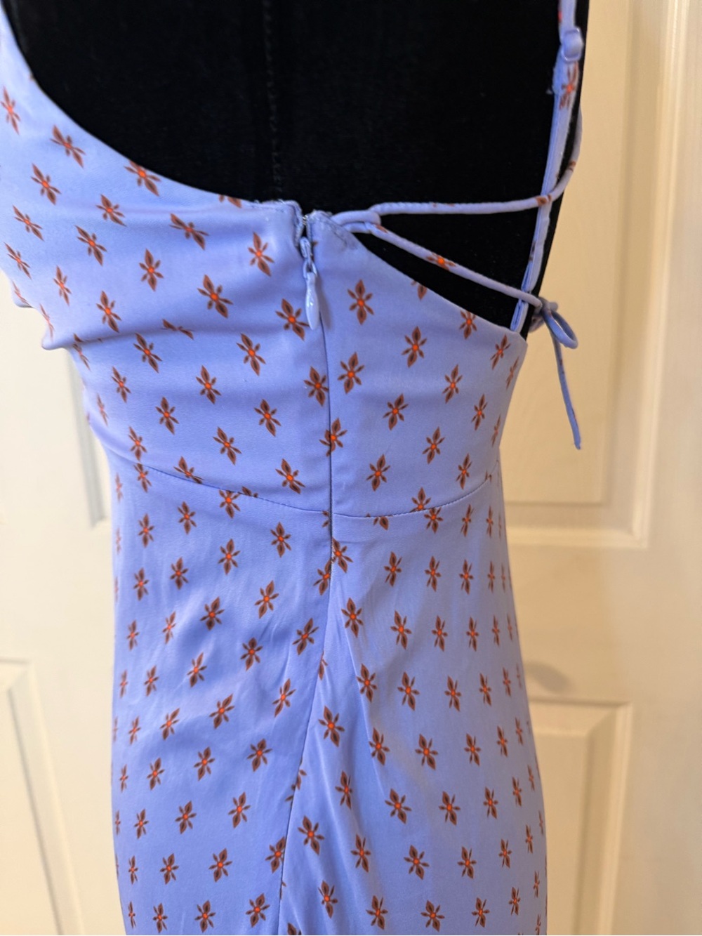 Free People Midi Slip Dress Lavender Print Tie Strap Sz 0 Party Sexy Boho Spring - Picture 7 of 16